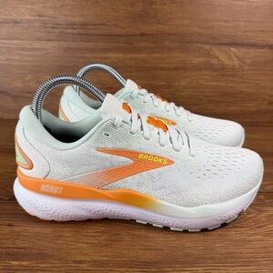 Brooks Ghost Women's Running Shoes in White and Orange Accent
